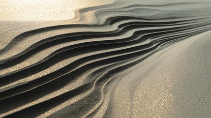 Abstract landscape of layered, wavy textures in sunlight