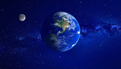 Fototapeta premium Earth and moon in the vastness of space, a celestial view of our planet.