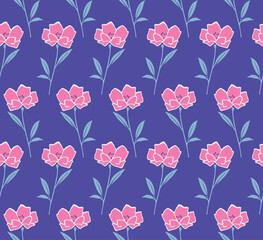 Japanese Pretty Flower Branch Vector Seamless Pattern