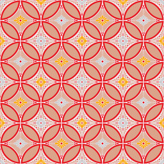 Japanese Flower Circle Petal  Vector Seamless Pattern
