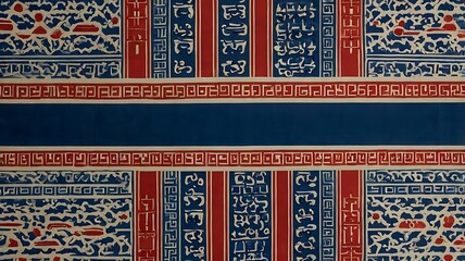 Traditional Korean decorative border with patriotic theme and symmetry