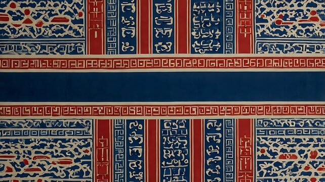 Traditional Korean decorative border with patriotic theme and symmetry