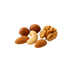 Almond,nuts  on transparent background.Collection of delicious almonds isolated on a transparent background. The concept of delicious and healthy food.