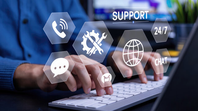 Providing customer support with 24/7 chat, phone, and global assistance via technology