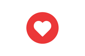 Red circle with white heart vector illustration isolated PNG with Transparent Background