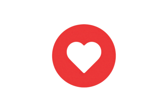 Red circle with white heart vector illustration isolated PNG with Transparent Background