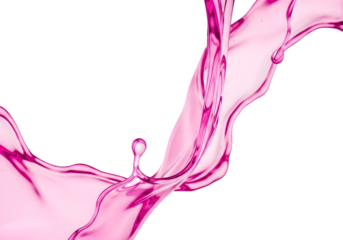 Bright Pink Liquid Splash Flowing in a Smooth Dynamic Curve Against fluid PNG file download