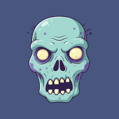 Cartoon Zombie Skull Illustration 1.