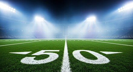 Obraz premium Field of Dreams A Football Field Under the Bright Lights