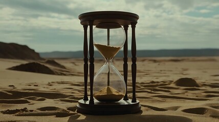 Hourglass filled with glowing radioactive sand counting down to catastrophe