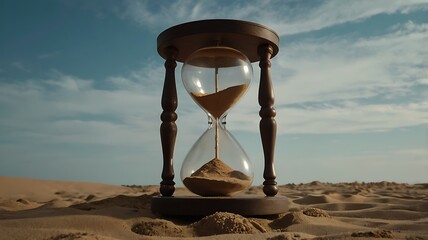 Glowing nuclear sand inside hourglass symbolizing ticking disaster