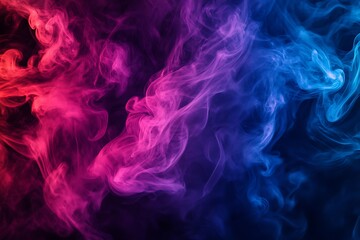 Abstract colored smoke background with red, pink, purple and blue hues on black