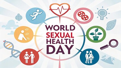 Fototapeta premium World Sexual Health Day, Infographic with clear icons for safe sex awareness.