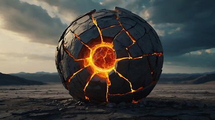 Earth split open in digital artwork showing radioactive energy