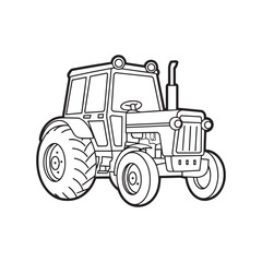 Fototapeta premium Outlined Farmer's Tractor Illustration for Children's Coloring Books and Farm-Themed Designs