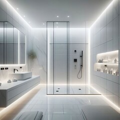 Bathroom &ndash; White tiles glass shower