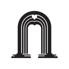 Fototapeta premium Black Wedding Arch Silhouette with Heart Detail for Event and Celebration Designs