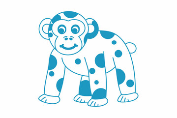 Smiling Spotted Monkey with White Background in Cartoon Style