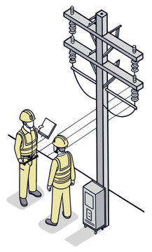 electricians inspecting power pole clip art preview