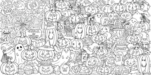 Halloween pumpkin pathway design for coloring