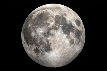 Fototapeta premium Full moon, detailed surface texture, craters, grayscale