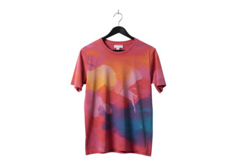 Tie-Dye T-Shirt: Vibrant Abstract Design on Apparel on white background