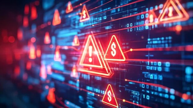 Cybersecurity Threat Detection and Data Breach Visualization with Warning Signs and Binary Code