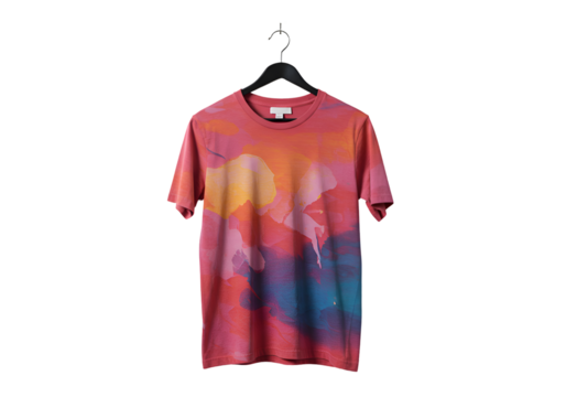 Tie-Dye T-Shirt: Vibrant Abstract Design on Apparel on white background