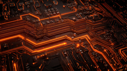 orange heat map overlay highlighting hotspots on circuit board tech diagnostic visualization illustration concept scene visual for commercial design use high detail quality stock image illustration