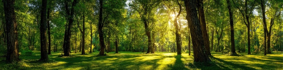 Lush forest floor bathed in sunlight