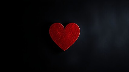 Fototapeta premium Abstract red heart symbol on textured dark background, evoking deep emotions with dramatic lighting.