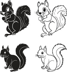 Squirrel Icon.simple flat squirrel icon silhouette vector.this is forest wild animal running standing and jumping vector squirrel.Vector squirrel silhouette view side for retro logo. 