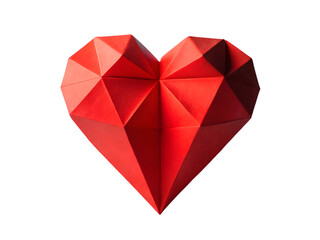 Geometric Red Origami Heart Shape  graphic design PNG file download