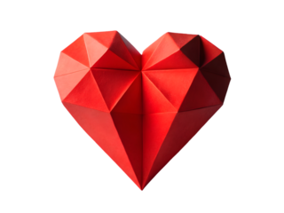 Geometric Red Origami Heart Shape  graphic design PNG file download