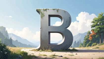 Logo of letter B, bold, white background