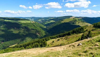 Naklejka premium Panoramic vista of rolling hills and valleys