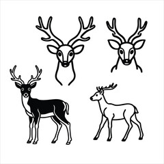 deer vector set
