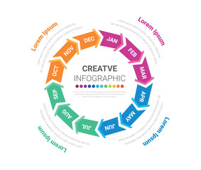 Timeline for 1 year, calendar, 12 months, Presentation business 4 quarter, Infographic Timeline can be used for workflow, process diagram, flow chart.