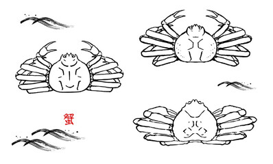 手描きの蟹　線画