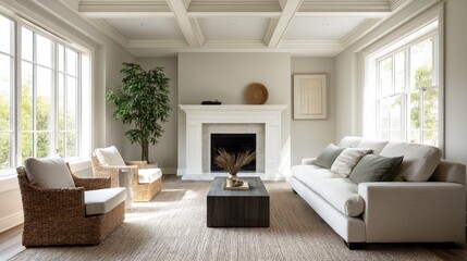 Serene Transitional Interior with Soft Lighting