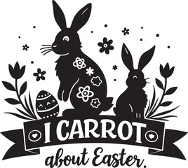 Fototapeta premium Egg-cüited for Easter – Cute Bunny Holiday DesignEaster Bunny & Egg Graphic – Festive Spring ArtworkEgg-cited Easter Logo – Holiday Celebration Illustration