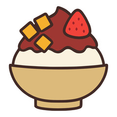 patbingsu korean ice cream flat color vector illustration template design