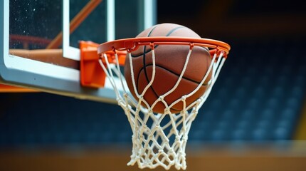 Basketball hoop net with ball orange