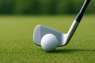 Golf Iron Positioned for Precision Shot in a Serene Course Landscape