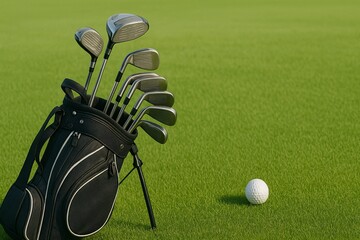 Golfing Gear Ready for Play on Lush Green Grass with Golf
