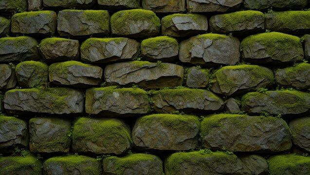 Moss Covered Stone Wall Texture green moss textured