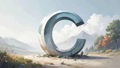 Logo of letter C, abstract, white background