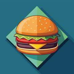 A Collection of Stylized and Detailed Burger Illustrations on a Diamond Shape Background