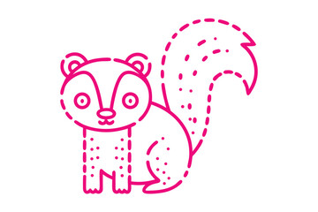 Minimalist Pink Squirrel Isolated on White Background Art