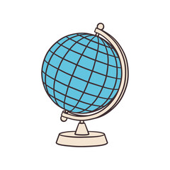 Globe on white background. Color stylized illustration. Vector graphics. Education and travel.